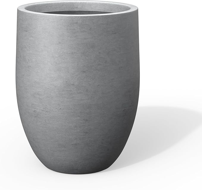 Kante Tall Concrete Planter, 21.7-Inch Height Gray Large Indoor Outdoor Plant Pot with Drainage Hole for Patio Garden Home, Modern Decor for Flowers and Tree