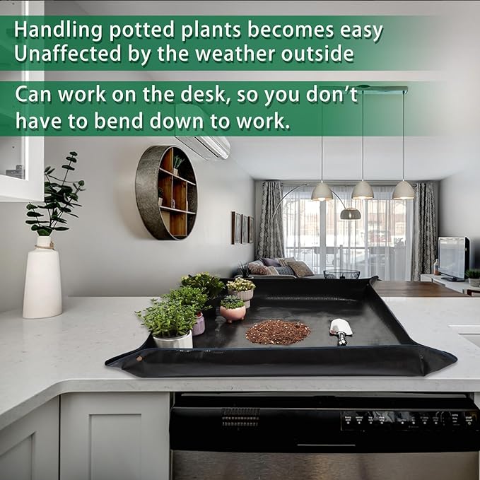 26.8" x 26.8" Plant Repotting Waterproof Transplanting Potting Mat - Portable Indoor Succulent Gardening Watering Square Foldable Garden Mat