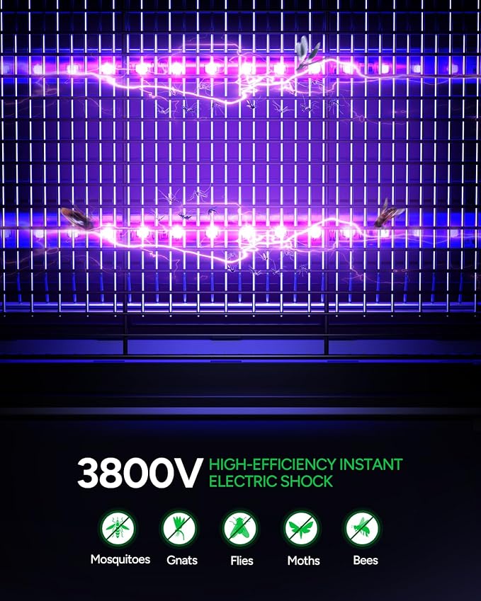 Buzbug LED Bug Zapper Outdoor Indoor, 10 Years Lifespan Lamp, Rechargeable 5200mAh Battery, Portable Camping Fruit Fly Mosquito Moth Gnat Wasp Trap, Killer, Zapper -MA015C (White)