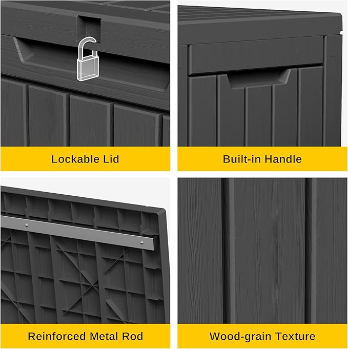 EAST OAK Outdoor Storage Box, 60 Gallon Deck Box Indoor and Outdoor Use, Black