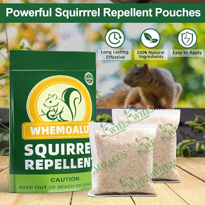 Squirrel Repellent Outdoor, Chipmunk Repellent for Outdoor, Keep Squirrel and Chipmunk Away from Garden, Attic, Yard and Bird Feeders, Safe for Kids, Pets and Plants - 8P