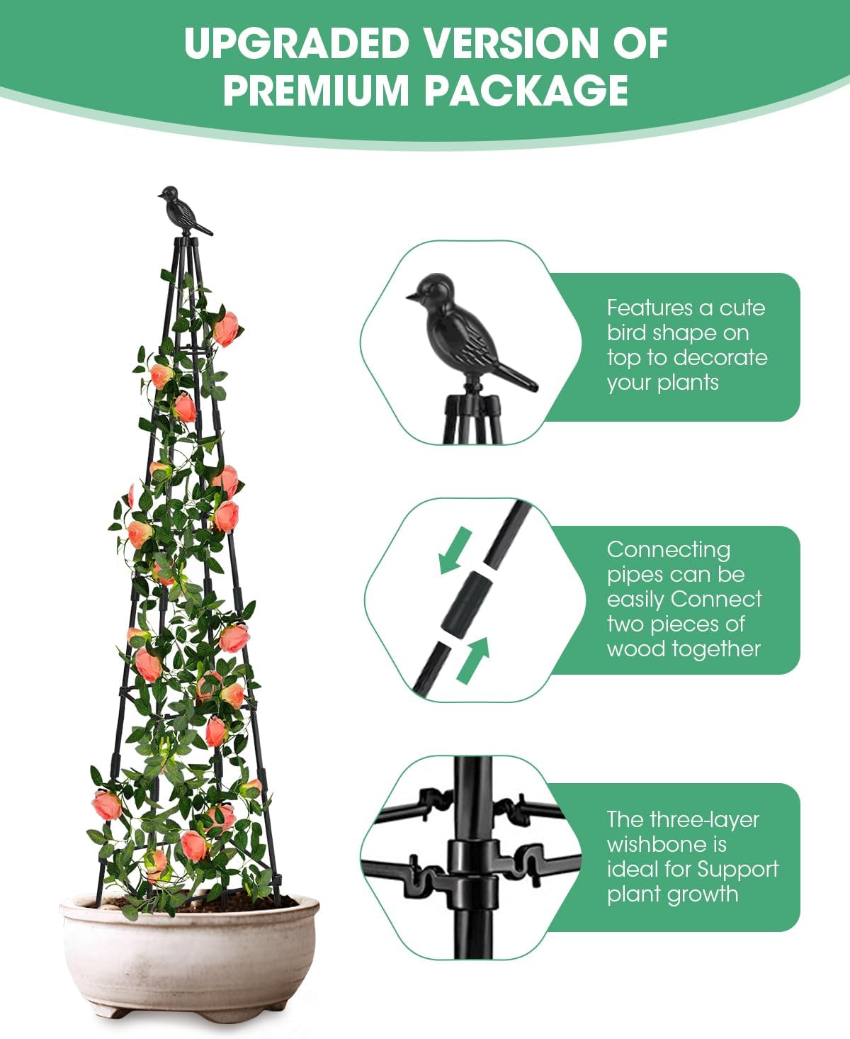 2 Pack Garden Trellis for Climbing Plants Outdoor Indoor Pot 67inch Tall Support for Climbing Vines Vegetables Plants Garden Obelisk Trellis Tomato cage