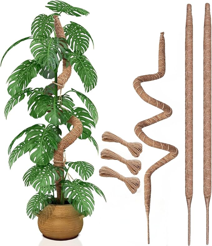 3 Pack 60 Inch Moss Pole for Plants, Bendable Moss Pole for Plants Monstera, Tall Moss Poles for Climbing Plants Indoor, LargeSupport, Garden Trellis Stick Stakes