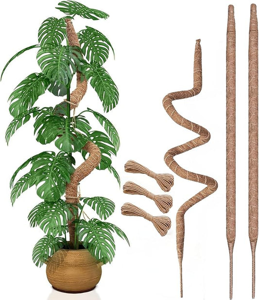 3 Pack 60 Inch Moss Pole for Plants, Bendable Moss Pole for Plants Monstera, Tall Moss Poles for Climbing Plants Indoor, LargeSupport, Garden Trellis Stick Stakes