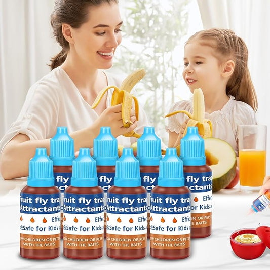 Fruit Fly Trap Refill Liquid Only, 2024 Upgrade Traps for Indoors, Efficient Gnat Killer Indoor, Fruit Bait Home, Kitchen (8, Blue)