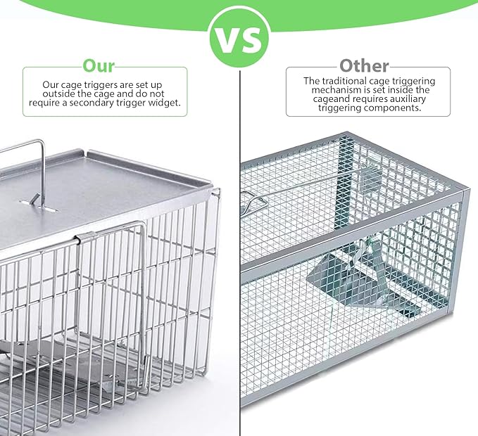 Faicuk Heavy Duty Squirrel Trap Chipmunk Trap Rat Trap and Other Similar-Size Rodents - 16.3” x 6” x 6.7”
