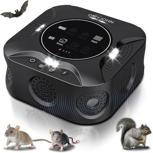 LED Display-Ultrasonic Pest Repeller Indoor,Multi-Mode Variable Frequency,with LED Strobe Light,Squirrel Repellent for House,Prevent Adaptation.Suitable for Houses,attics,garages,etc.