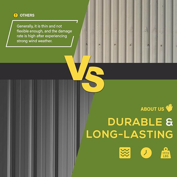 AECOJOY 12' x 14' Outdoor Storage Shed with Sliding Door, Outdoor Sheds & Outdoor Storage Clearance Backyard Shed Storage Cabinet, Large 14x12 Metal Storage Tool Shed