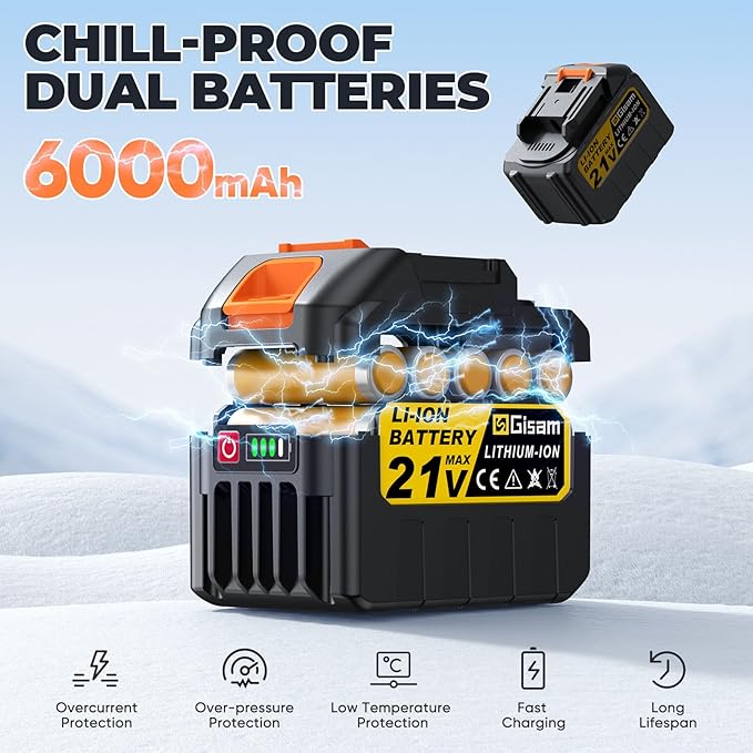 Cordless Snow Shovel, 3500W Battery Snow Blower with Dual 6.0Ah Anti-Freeze Batteries & Base Plate, 25.6Ft Throw, 13Inx7In Brushless Snow Shovel with Wheels for Driveway Sidewalk Snow Removal