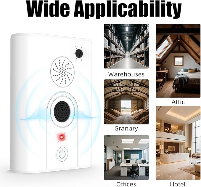 2Pack Upgraded Bat Repellent Deterrent Devices for Attic, Ultrasonic Bat Repellent for Indoor Use, Plug in Bat Deterrent System Bats Keep Away for Home, Friendly to Pet & Human