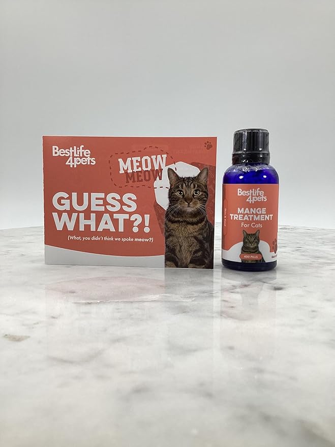 Mange Support & Cat Itchy Skin Relief, Naturally Reduces Shedding, Excessive Grooming and Ear Mites in Cats and Kittens, Eases Red Sores and Dry Skin, Promotes Healthy Coat (800 Small, Odorless Pills)