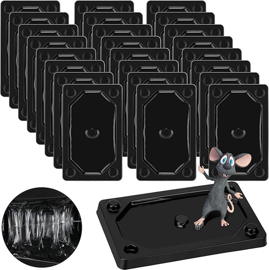 Qualirey 24 Pieces Mouse and Insect Glue Traps Baited Sticky Plastic Boards for House Rodents Heavier Adhesive Traps with Nontoxic Glue for Insects, Ready to Use, Pet Children Safe