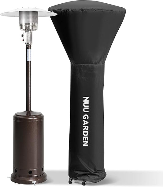 Nuu Garden Outdoor Propane Patio Heater, 46,000 BTU Gas Outdoor Heater with Detachable Wheels, Portable Heater with Waterproof Cover for Garden, Terrace, Backyard, Porch, Bronze
