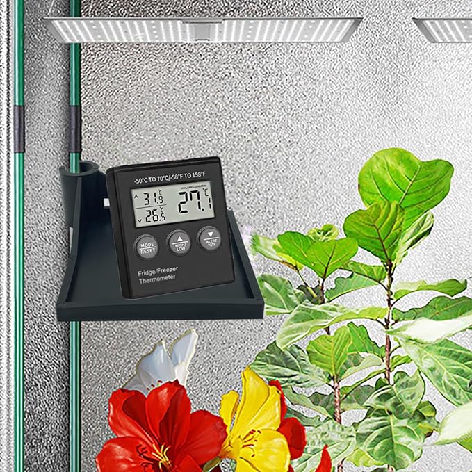 4 PCS Grow Tent Corner Shelf,16 mm Grow Tent Accessories,White Grow Tent Shelves for Place The Hygrometer Camera and Planting Equipment Black/White (Black/4PCS)