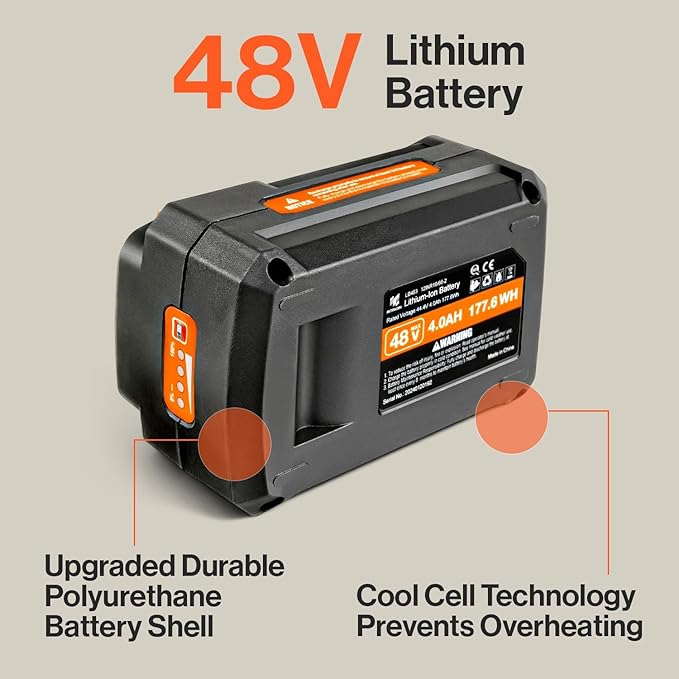 SuperHandy 48V 4Ah Lithium-Ion Battery, 177.6Wh Rechargeable Power Pack - Compatible with 48V Snow Thrower, Mobility Scooter, Utility Cart, Wheelbarrow - Not for Capstan Winch (Battery Only)