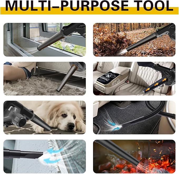 Leaf Blower Cordless with Battery and Charger, Handheld Battery Powered Electric Leaf Blower, 2-in-1 Portable Mini Blower &Vacuum for Lawn Care, Dust/Snow Blowing