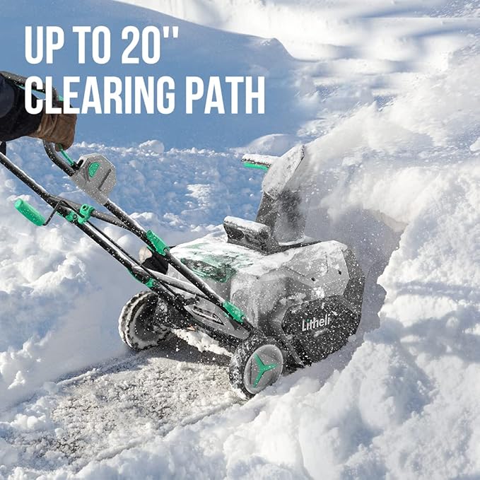 LiTHELi Cordless Snow Blower 2x20V, 20 Inch Battery Powered Snow Thrower with Brushless Motor Electric Snow Remove Machine, 2 x4.0 Ah Batteries & Charger