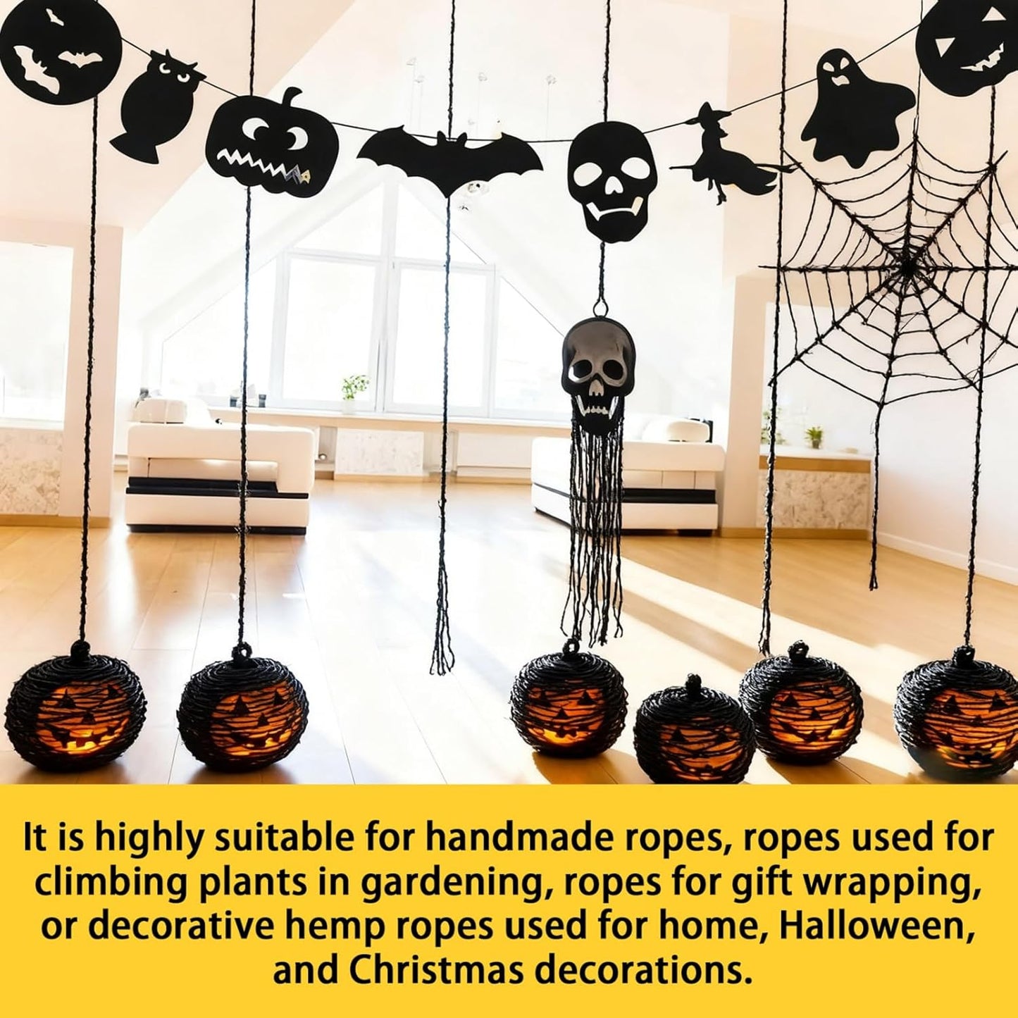 1mm 328 Feet Black Natural Jute Twine, for Crafts Gift, Craft Projects, Wrapping, Bundling, Packing, Holiday Packaging Twine, Gardening and More, Jute Rope to Use Around The House and Garden