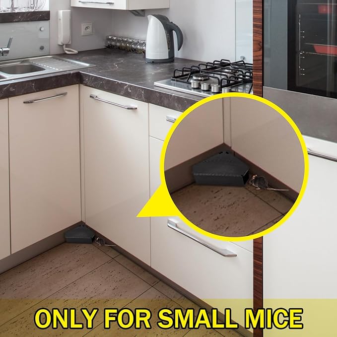 Qualirey 24 Pcs Mice Station with Key Triangle Bait Station Reusable Rodent Trap Bait Box, Keeps Children and Pets Safe Indoor & Outdoor, Bait Not Included, Suitable for Small Mice (Black)