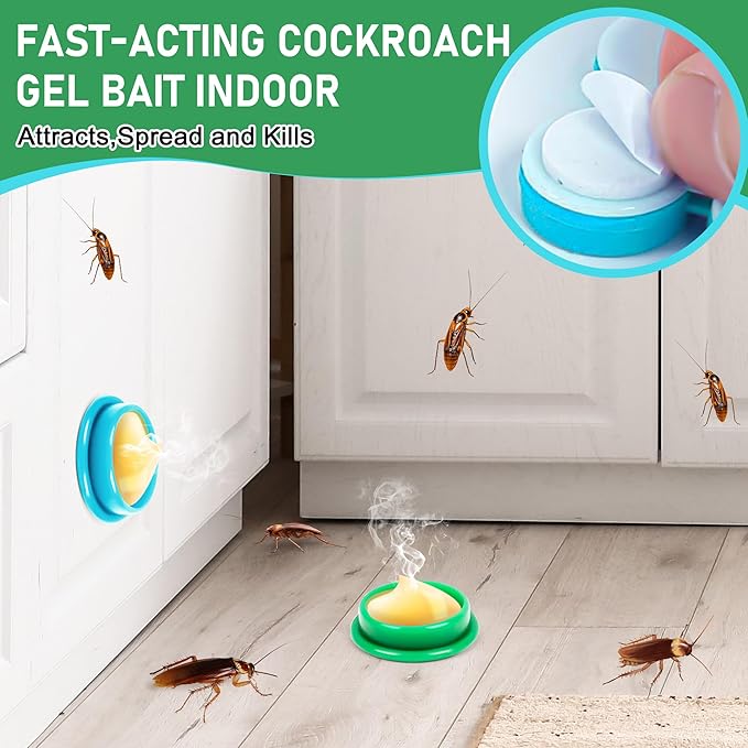 32 Pack Cockroach Gel Bait, Effective Cockroach Repellent and Gel for Quick Elimination of Indoor Roach Nests, Get Rid of Roaches Permanently Indoor Outdoor, Long-Lasting