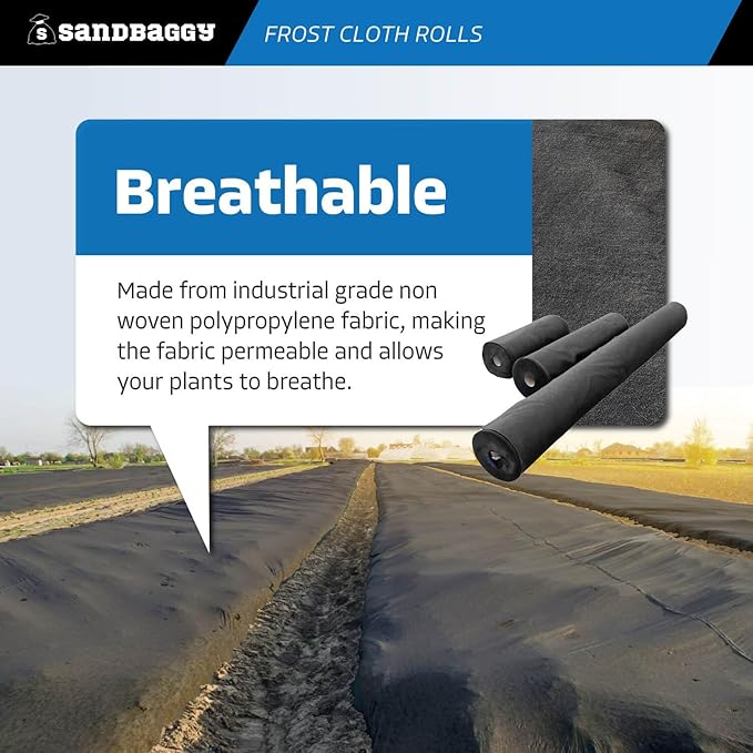 Sandbaggy Frost Cloth Rolls (3 ft x 50 ft) | Winter Cover for Shrubs, Trees, Gardens | Plant Blanket, Freeze Protection | Black, 4 oz Polypropylene (1 roll)
