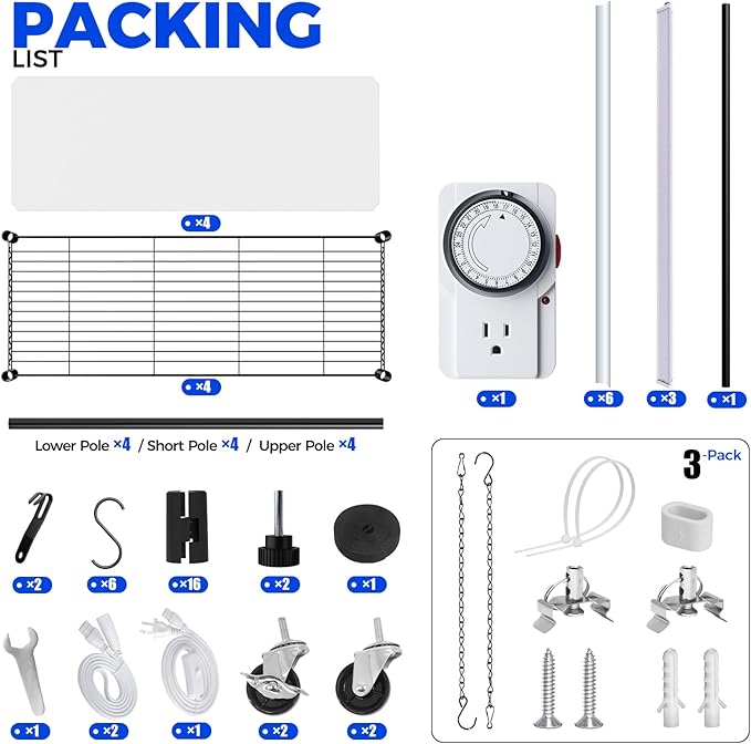 Barrina CX3 Plant Stand with Grow Light, 4-Tier, 3FT 5000K 36W(Per Light), Full Spectrum, Indoor DIY Plant Shelf with Light, Flower Pot Stand Display Rack, 35.4"x13.8"x70.9", Wheel, Mechanical Timer