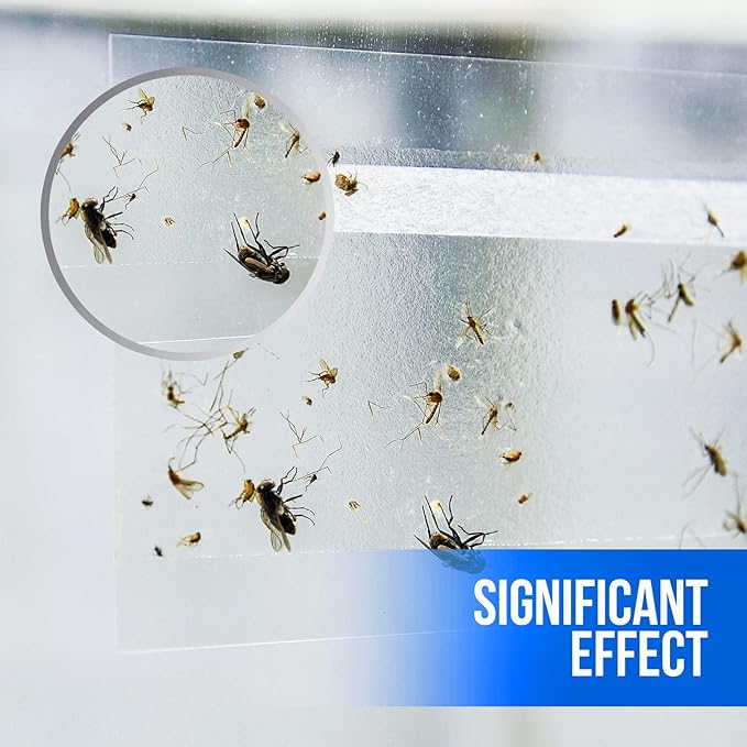 Garsum Window Fly Traps Indoor, Fly Paper Bug Sticky Strips, House Fly Killer Window Decal Non-Toxic,4 Pcs per Pack Total 12 Pieces