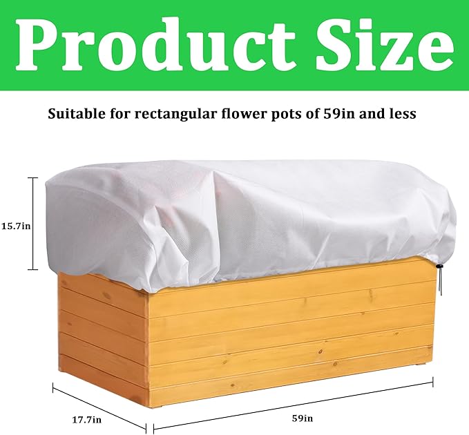 DECOHS 3 Pcs Rectangular Winter Plant Freeze Protection Cover- 59" x 17.7" x 15.7" Balcony Plant Box Cover- Planter Frost Covers Bags Wraps Blanket for Winter Balcony Plant Flower Boxes