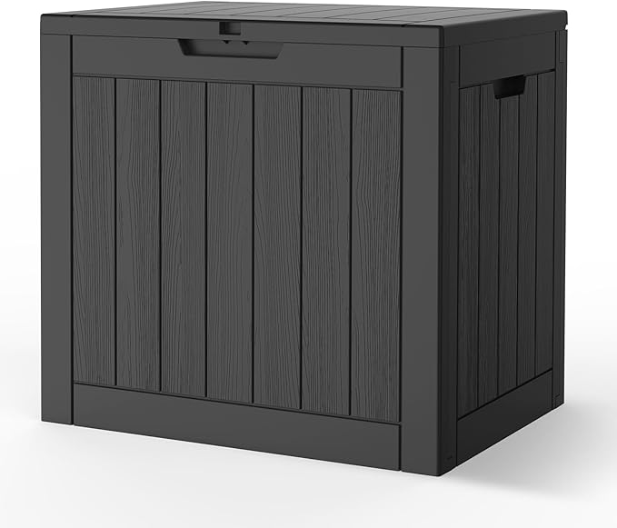 Outdoor Storage Box, 31 Gallon Waterproof Deck Box for Outdoor and Indoor, UV-Resistant Outside Storage with Lockable Lid for Patio, Pool, Garden Tools, Package Delivery, Black
