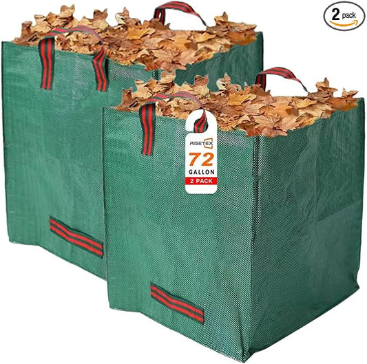 72-Gallon Leaf Bags (Pack of 2) - Reusable Yard Waste Bags with Reinforced Handles, Foldable & Portable for Lawn, Garden, Leaf Collection, and Home Yard Cleanup