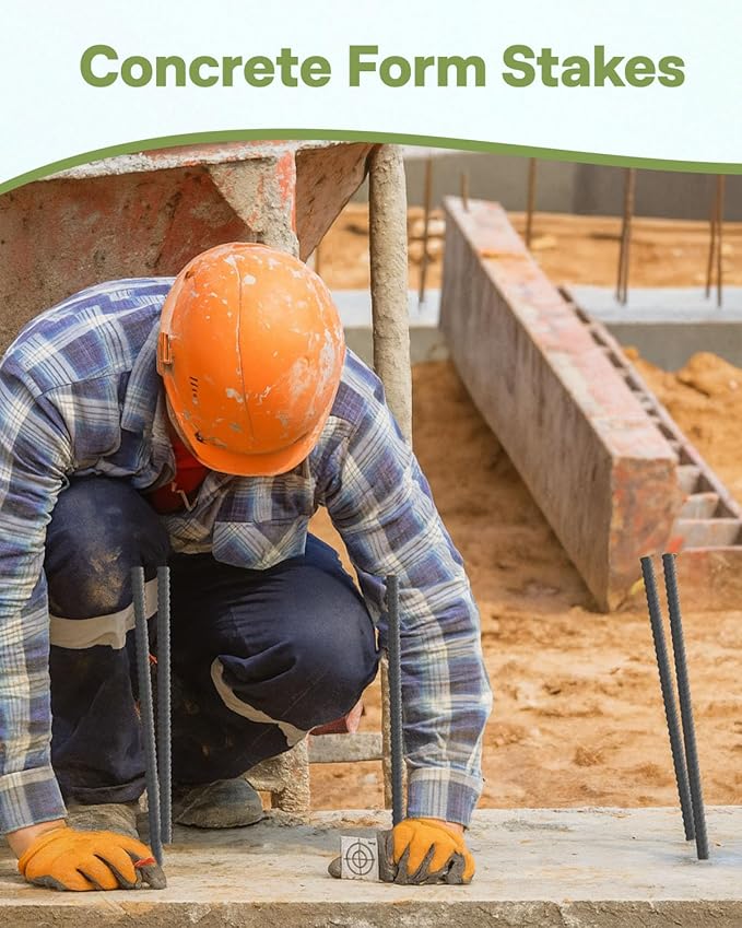 12 Inch Rebar Stakes Heavy Duty, 20 Pack Straight Metal Garden Stakes with Chisel Point End, 5/16'' Diameter Landscape Timber Spikes Ground Anchors for Timber Garden Tent Camping Fence