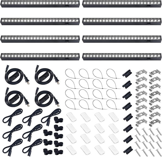 Barrina Plant Grow Lights, 5000K Full Spectrum Daylight White, T5 LED Grow Light Strips, 1ft Growing Lamp with Magnetic Bar, Plant Lights for Indoor Plants, Greenhouse, Black Cover, Linkable, 8 Packs