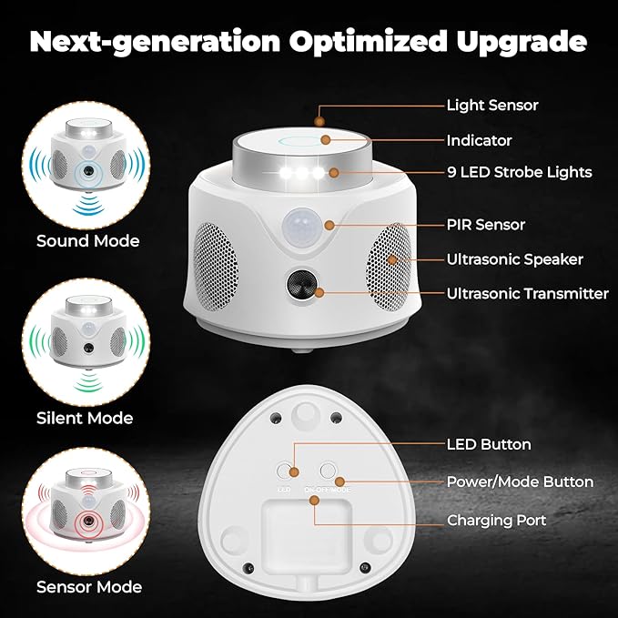 Ultrasonic Mice Repellent for House Indoor Pest Repellent Mouse Rat Sonic Deterrent Device, Drive Away Mice from Home - No Killer Traps, Grey 1 Pack