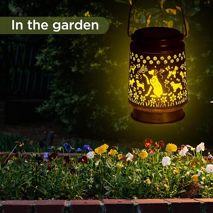 Dog Lovers Gift,Solar Lanterns Outdoor, Hanging Solar Lights Outdoor Waterproof with Stake, Dog Gifts for Women/Mom/Grandma/Father, Garden Deco,Christmas, Thanksgiving, Mother's Day,Holiday Gifts