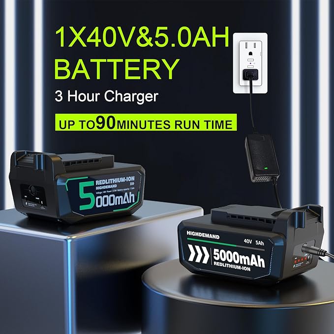 Leaf Blower Cordless with Battery - 40V Powerful Electric Leaf Blower, 600CFM &180MPH and Variable-Speed with 5.0Ah Battery and Charger for Lawn Care, Patio, Dust, Blowing Leaves (Orange)