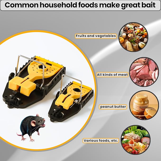 Mouse Traps - Rat Trap Quick Effectively Best Mousetrap [2025 Update] Mousetraps Used Indoor & Outdoor Reusable Mouse Traps, Snap Traps for Mice Traps Used Anywhere 9set(2L+6s+1*Clip)
