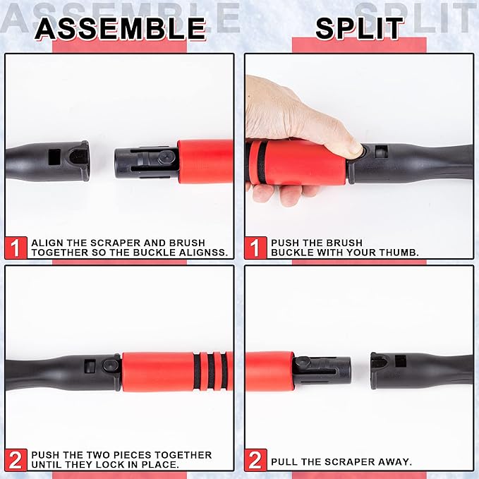 CARTMAN 26″ Snow Brush with Ice Scraper, Snow Removal Car Brush, Detachable Snow Removal Tool for Cars, Trucks, SUVs, Windshield, Window, No Scratch