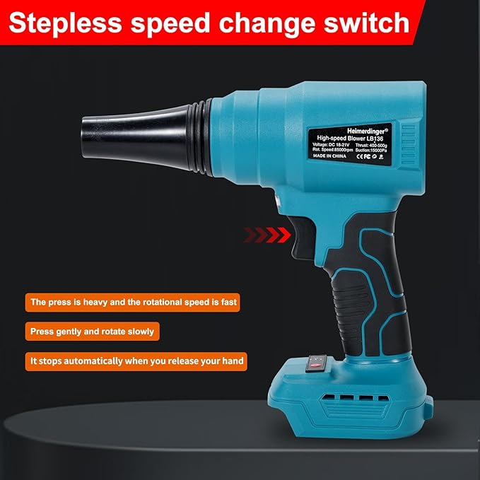 Cordless Leaf Blower for M@Kita 18V Battery - High-Speed, Brushless Motor, 15000 Pa, Lightweight Design for Leaves,Dust,Snow, Lawn Care,Patio Cleaning (Battery Not Included)