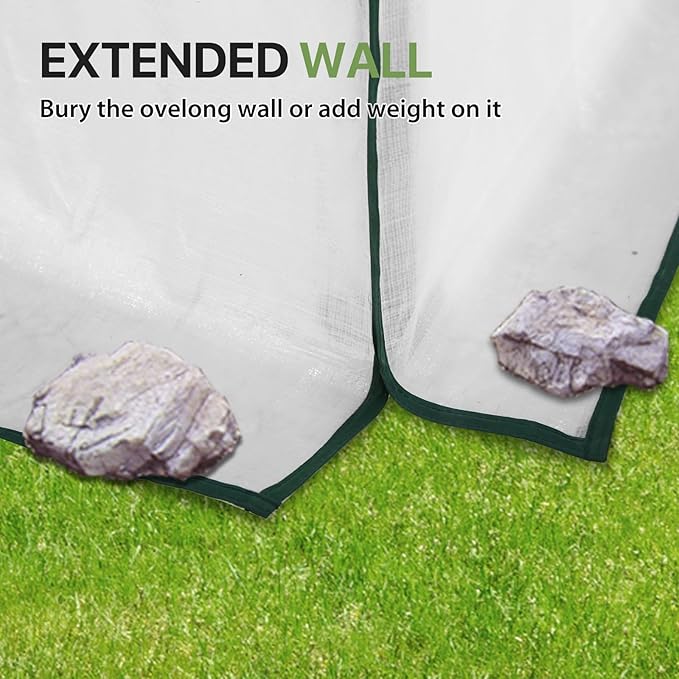 EAGLE PEAK Woven Replacement Cover for 12x8 Portable Walk-in Pop up Greenhouse, Front and Rear Roll-Up Zipper Entry Doors and 4 Roll-Up Side Windows (Frame Not Included), White