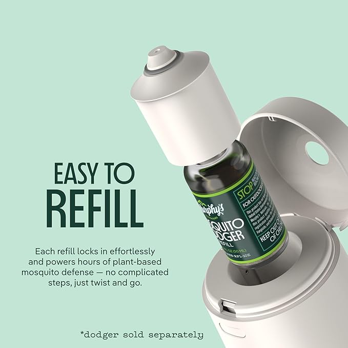 Murphy's Naturals Mosquito Dodger Zone Repellent Refills, Repels 30 Hours Each, Made for Murphy's Naturals Mosquito Dodger, 1oz Refill Bottles, 2-Pack