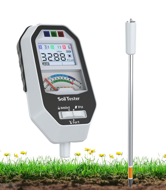 Soil Moisture Meter, 7-in-1 Soil PH Tester/Soil Moisture/Fertility with Removable Probe, LCD Display Air Temp/Air Humidity/Sunlight Intensity/BGR Spectral for Plants Garden, Lawn,Indoor Outdoor Plants