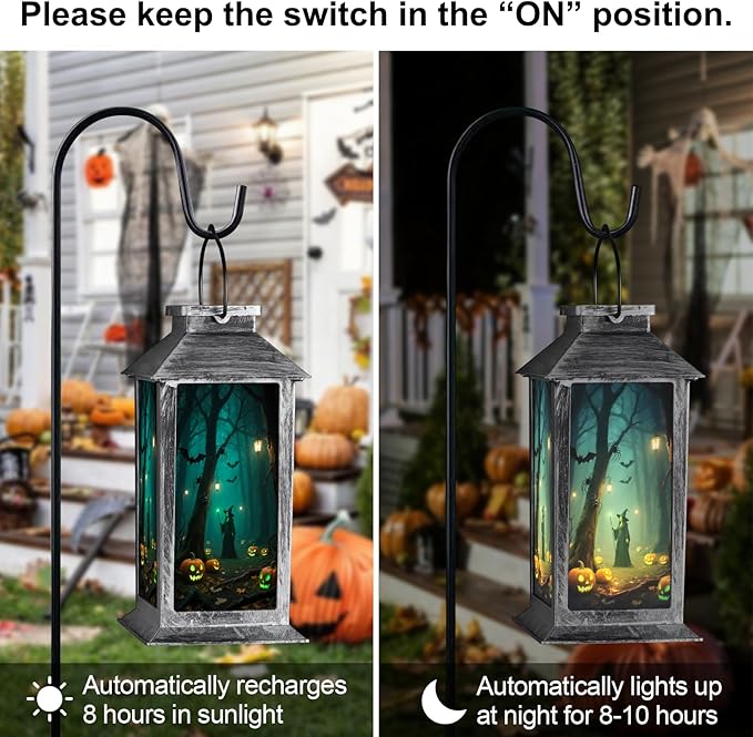 Halloween Decorations Outdoor,Halloween Hanging Decorations,Solar Lantern,Decor for Home Outside Porch Garden Yard Lawn Party Decorations（Witch Pumpkin Tree）
