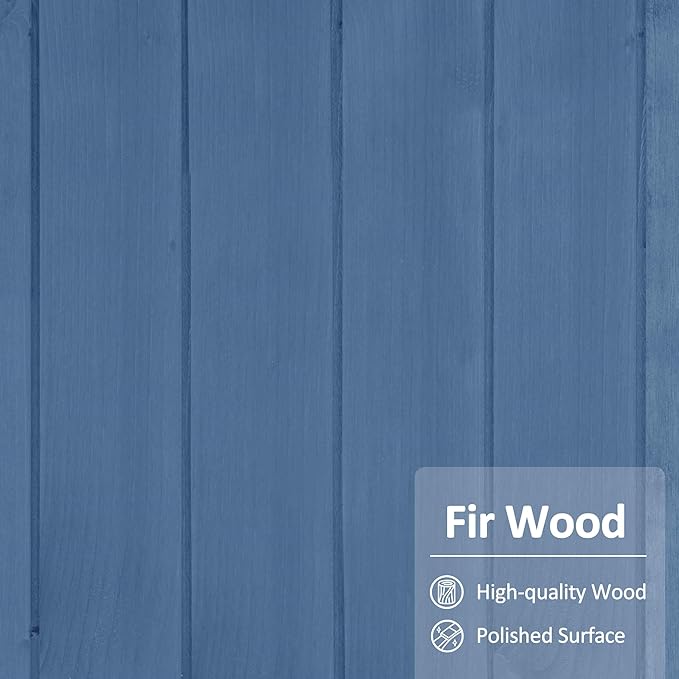 MCombo Outdoor Storage Cabinet, Small Storage Shed with Removable Shelf, Wood Garden Shed with 2 Doors for Yard Patio Lawn (24.6 x 18.3 x 38.2 inch) 0985 (Blue)