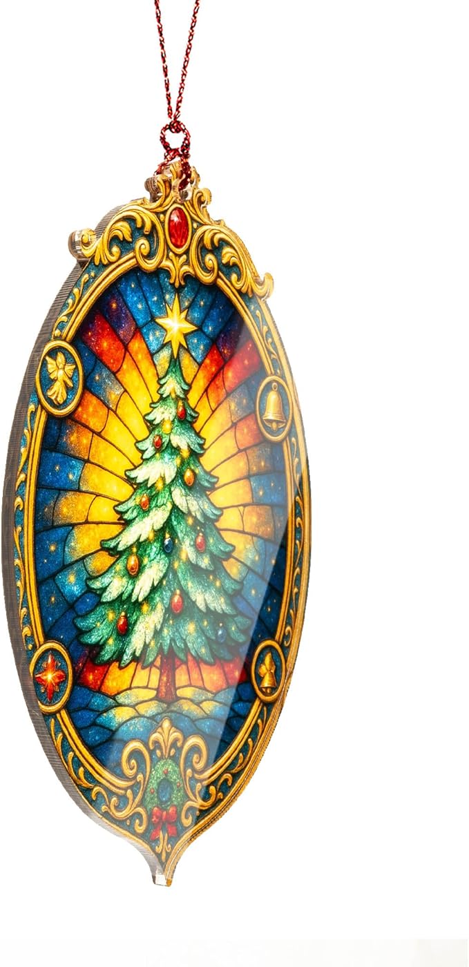 Classic Christmas Tree Ornament – christmas tree ornament – holiday gifts – festive decor – christmas ornament – Suncatcher effect window hanging – Car Hanging