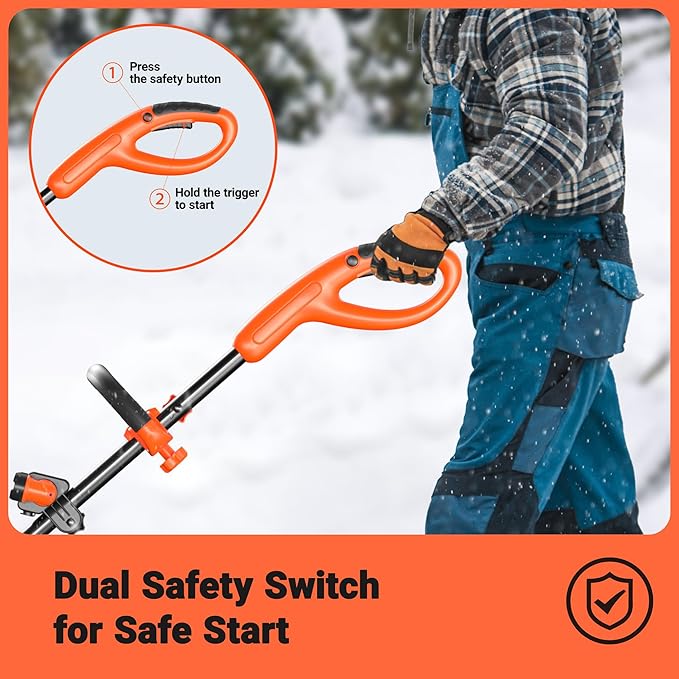 VOLTASK 48V Cordless Snow Shovel with Wheels, 15.7-Inch Brushless Cordless Snow Blower, 4-Ah Battery Snow Blower with Directional Plate & LED Lights (2 * 24V Battery & Dual Quick Charger Included)