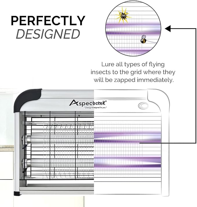 ASPECTEK Insect Killer, Bug Zapper, Powerful 20W Electronic Indoor Fly Zapper, Mosquito Killer-Indoor Use Including Free 2 Pack Replacement Bulbs