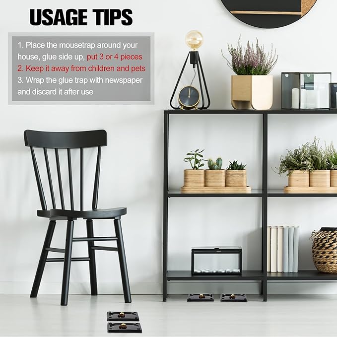 Qualirey 32 Pieces Mouse and Insect Glue Traps Baited Sticky Plastic Boards for House Rodents Heavier Adhesive Traps with Nontoxic Glue for Insects, Ready to Use, Pet Children Safe