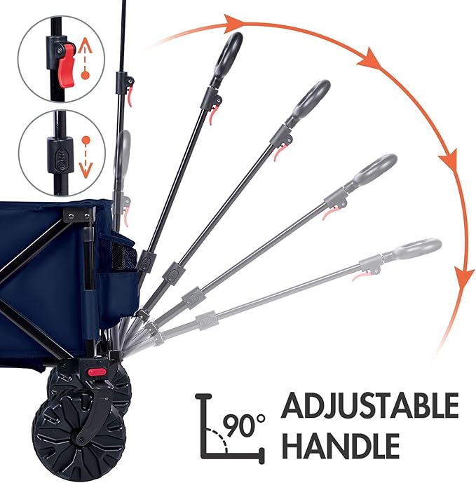 PORTAL Heavy-Duty Folding Wagon Cart, Large Collapsible Utility Wagon with All-Terrain Wheels for Beach, Camping, Garden & Grocery