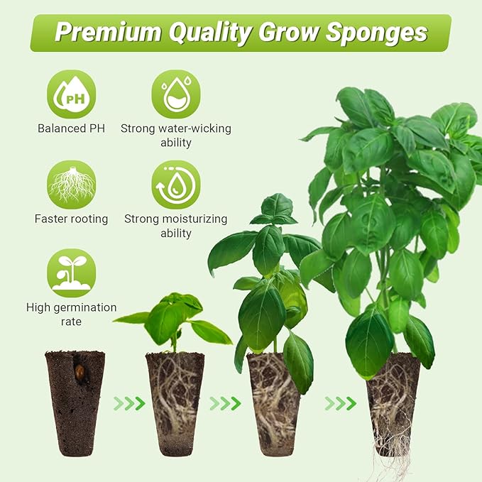 50 Pack Square Seed Starter Pods for Indoor Hydroponics Growing System, 50pcs Square Grow Sponges with 10 Square Pods Labels, Supplies Replacement Compatible with IDOO, QYO, LYKO