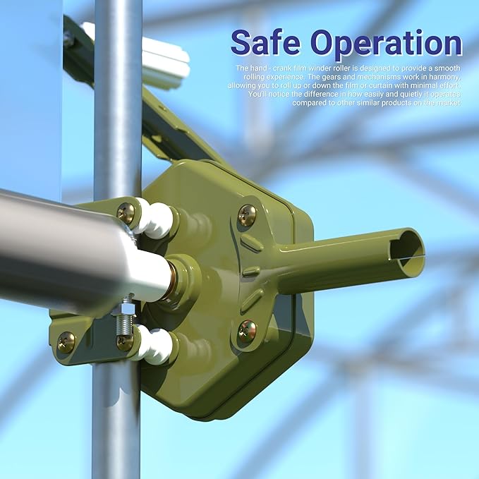 Greenhouse Side Manual Roll Up, Self Locking Roll Up Unit, Hand Crank Film Winder Roller for Greenhouse Plastic Film Livestock Curtain Ventilation, Adjustable Handle, Max. 328ft